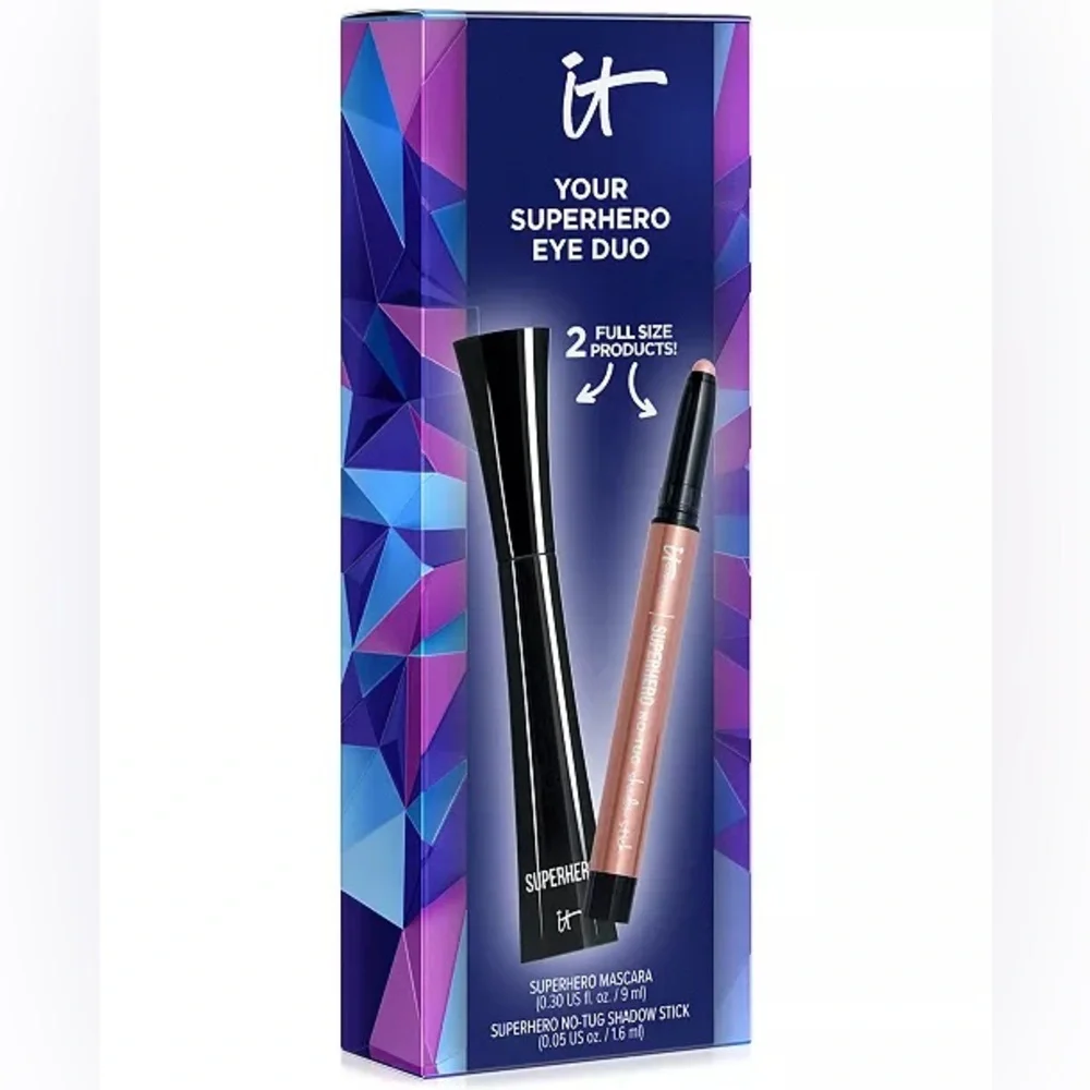 IT Cosmetics Your Superhero Eye Duo Mascara & Shadow Stick Set NEW